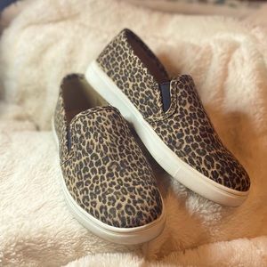 Cat and Jack leopard print slip on shoes.